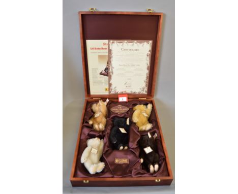 Steiff UK Baby Bear Set 1989-1993, issued in 1997, containing five bears all with chest tags and numbered certificate. E in w