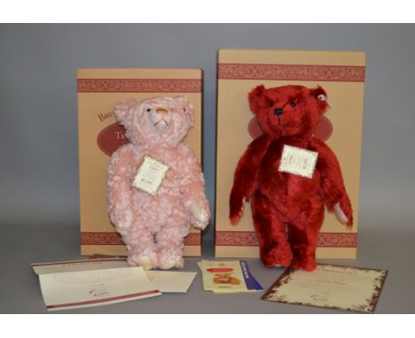 Two Steiff British Collectors teddy bears: 654480 1997 Rose 38, ltd.ed 1789/3000; 659973 1998 Burgundy 40, ltd.ed. 2500/3000.