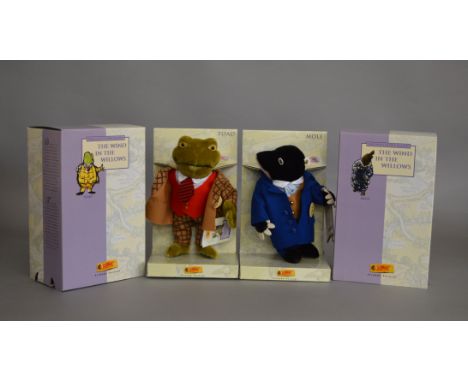 Two Steiff The Wind in the Willows teddy bears: 037016 Classic Toad; 037023 Classic Mole. Both have labels attached, boxed wi