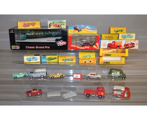 Ten unboxed diecast models including six from the Spot-On range, U.D. Milk Float, Bedford Field Kitchen, L.W.B. Land Rover, M