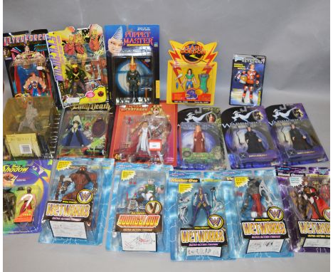 16 x assorted action figures, including: McFarlane Young Blood; Full Moon Puppet Master; Action Toys Lady Pendragon; Bluebird