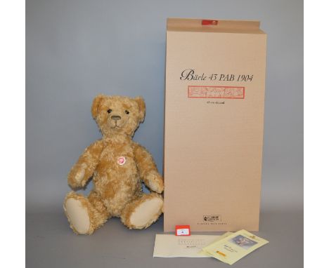 Steiff Baerle 43 PAB 1904 golden mohair teddy bear, ltd.ed. in 2004. Boxed with outer carton.