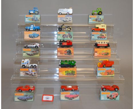 Fifteen boxed Matchbox 1-75 series 'Superfast' diecast models including 38d, 42d, 43c, 44c, 45c, 46c blue body, 46c green bod