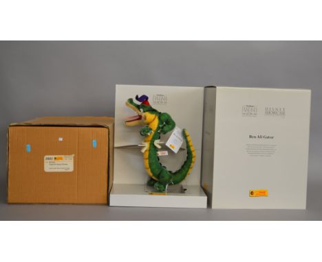 Two Steiff Walt Disney Fantasia teddy bears: 651632 Hyacinth Hippo, appears unopened in outer carton; 65168 Ben Ali Gator wit
