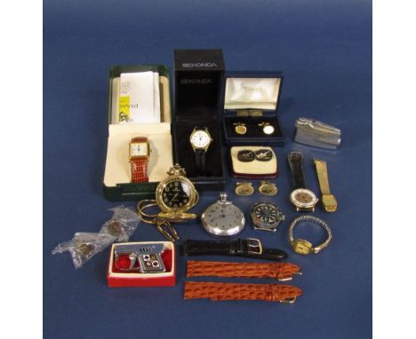 A collection of vintage watches to include pocket watches and gent's and ladies wrist watches; together with a Ronson novelty