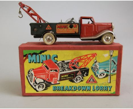 Lines Bros - Minic Breakdown Lorry with clockwork engine and clockwork winch with original box