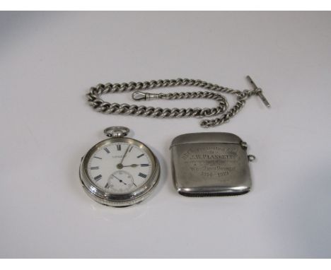 J Shaw &amp; Son of Manchester silver pocket watch, the enamel dial with Roman numerals and subsidiary second dial, together 