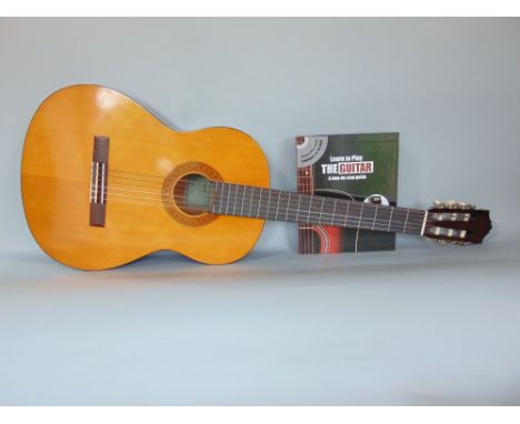 Yamaha acoustic guitar, soft case and Learn to Play the Guitar Step by Step guide book and DVD companion (2)