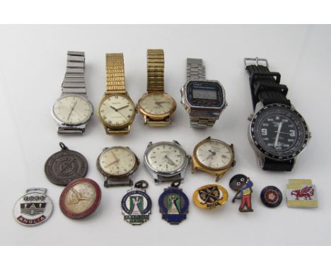 A collection of vintage wrist watches to include 1950s Timex electric wrist watch, a Centrex calendar watch, a Sea watch Supe