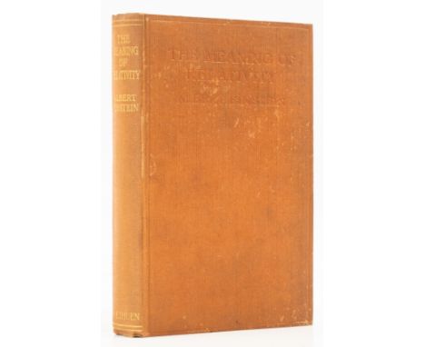Einstein (Albert) The Meaning of Relativity, first English edition, endpapers browned, original cloth, blind-stamped, lightly