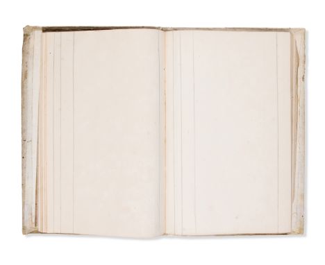 Blank paper.- [Album of c.80 sheets of blank paper], ruled pencil lines to most sheets, some light foxing, original vellum, s