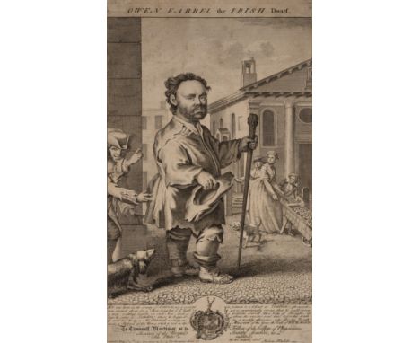 'Irish dwarf'.- Gravelot (Hubert François, 1699-1773), After. Owen Farrel the Irish Dwarf, engraved portrait with etching by 