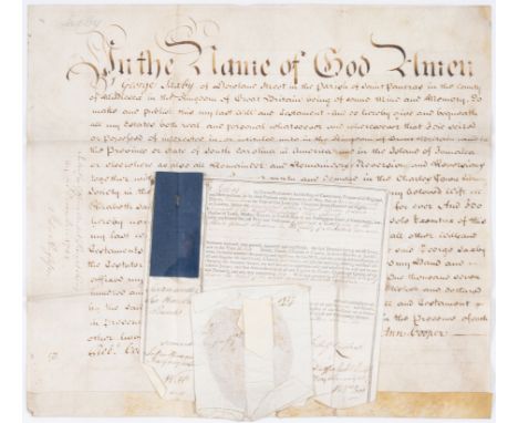 America (South Carolina) &amp; Jamaica.- Saxby (George, of Howland Street, London) Last Will and Testament with printed proba