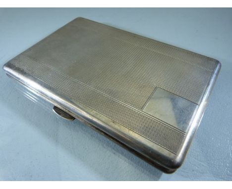 Hallmarked silver London cigarette case with engine turned decoration . approx weight - 192.3