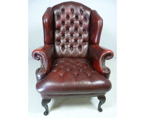 Ox Blood leather button back arm chair