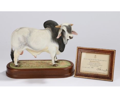 Royal Worcester limited edition model of a Brahman Bull, designed by Doris Lindner, a limited edition of 90 of 500, with fram