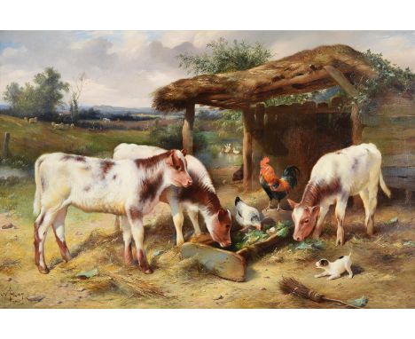 WALTER HUNT (BRITISH 1861-1941)AN INTRUDEROil on canvasSigned and dated 1905 (lower left)50 x 75cm (19½ x 29½ in.)Provenance: