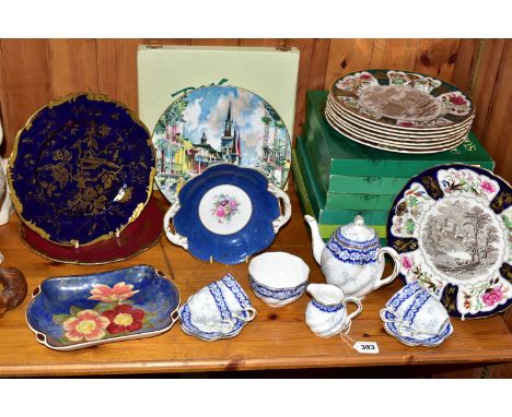 A COLLECTION OF CERAMICS, to include an eleven piece Coalport Dalemere Blue tea set comprising a teapot, a cream jug, a sugar