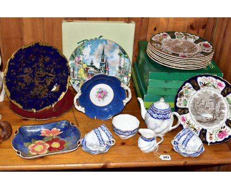 A COLLECTION OF CERAMICS, to include an eleven piece Coalport Dalemere Blue tea set comprising a teapot, a cream jug, a sugar