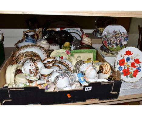 TWO BOXES AND LOOSE TEA WARES AND DECORATIVE CERAMICS ETC, to include Royal Albert 'Devon' pattern tea wares, Salisbury Royal