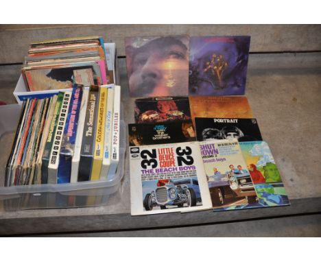 TWO TRAYS CONTAINING OVER ONE HUNDRED LPs AND BOXSETS including Friends, Shut Down Vol 2, and Little Deuce Coupe ( all in Mon