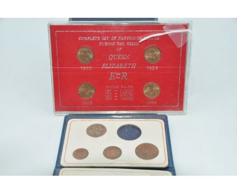 Britain's first decimal coin set &amp; complete set of farthing struck during Queen Elizabeth II 