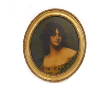 Maud Burgess (late 19th/early 20th century),A head and shoulders portrait of a female beauty,signed,oil on artists' board,29 