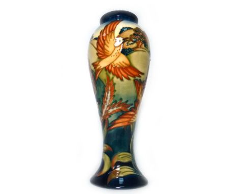 A Moorcroft vase of slender baluster form decorated in the Lark Ascending pattern, designed by Philip Gibson, 82/350, dated 2