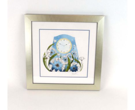 A Moorcroft watercolour sketch for a clock decorated in the 'Destiny' pattern, signed by designer, Vicky Lovatt, 26.5 x 26.5 