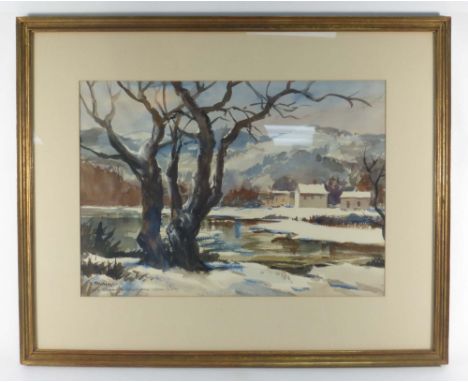Vladmir Pavlosky (American/Russian 1884-1944),'Winter Landscape, Berkshire',signed and inscribed,watercolour,37 x 54 cm*The i