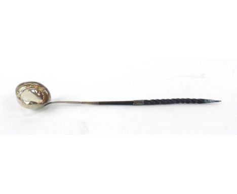 A George III silver toddy ladle with horn handle, maker HB (possibly Hester Bateman), London 1788, l. 36 cm CONDITION REPORT: