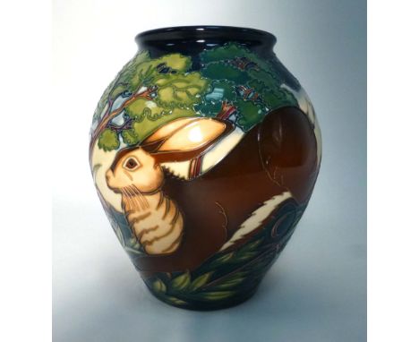 A Moorcroft vase of ovoid form decorated in the Flanders Moss pattern, designed by Philip Gibson, 90/250, dated 2003, h. 20 c