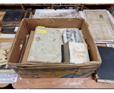 ALBUMS &amp; EPHEMERA:&nbsp;a quantity in box, to include late Victorian album of drawings and ephemera assembled by a child: