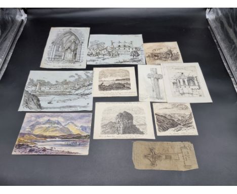 TRAVEL SKETCHES:&nbsp;a group of 4 finely executed pen and ink sketches by one Colonel Pilkington White of Royal Engineers, e