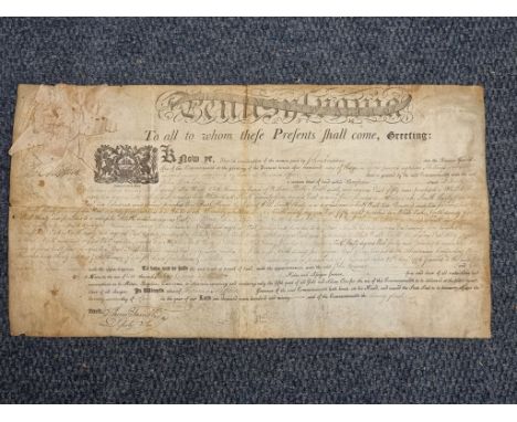 AMERICA, 18THC LAND TREATY:&nbsp;printed document on vellum with manuscript entries, relating to purchase of lands at Campden