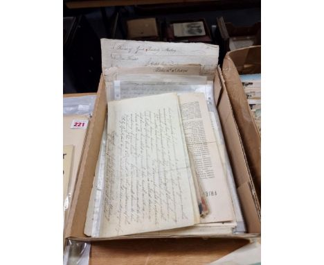 QUAKER INTEREST:&nbsp;a small quantity of printed and manuscript documents and letters related, 18th-19thc. (Small tray) 