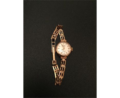 9ct gold Rotary 17 Jewel Incabloc watch and strap