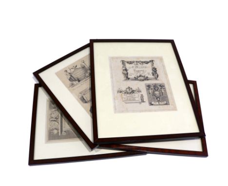 Four small framed engravings, each showing the trade cards of silversmiths:-"J.Taylor, Newhall St. Birmingham", "James Twist,
