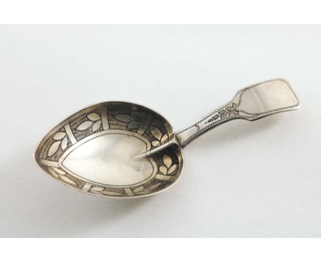 A SMALL PRIVATE COLLECTION OF ANTIQUE CADDY SPOONS A George III engraved caddy spoon with a heart-shaped bowl by Joseph Taylo