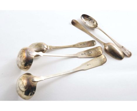 VARIOUS TOWNS:- A Fiddle pattern toddy ladle, possibly attributed to St. Andrews, another Fiddle toddy ladle, initialled "A",