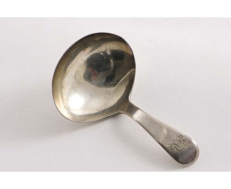 A GEORGE III PROVINCIAL CADDY SPOON with an oval bowl, initialled, by Edward Jackson of York c.1815 (no date letter);  3.1"  