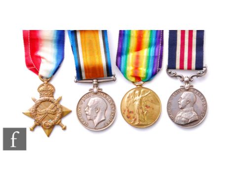 A World War One medal trio and Military Medal to 11012 Pte L. Woodend, King's Shropshire Light Infantry. 