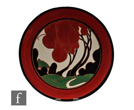 A Wedgwood Clarice Cliff Collectors Club charger decorated in the Red Autumn pattern, diameter 31cm. NB - This charger was pr