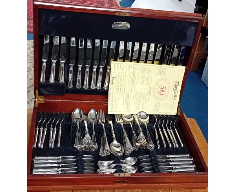 A complete Elkington and Co., Elkington plate flatware service, in a fitted box, together with an electroplated 'Yeomans Plat