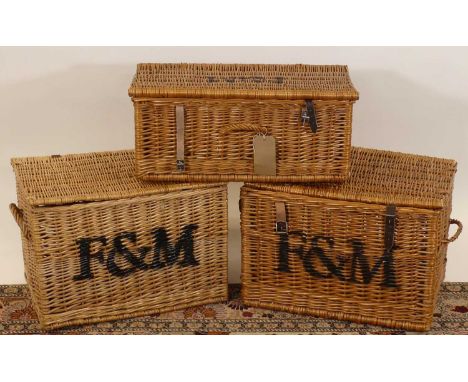 A wicker hamper for Fortnum &amp; Mason's; together with two others (3)