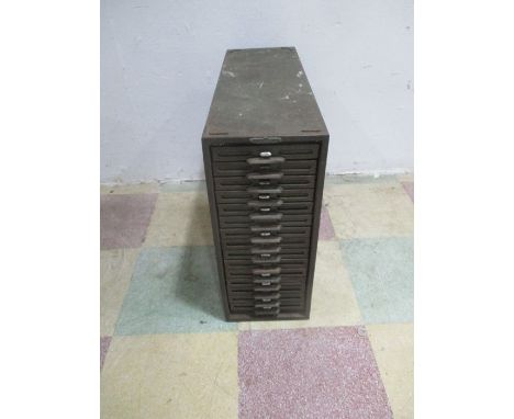A vintage set of metal Kardex index drawers
