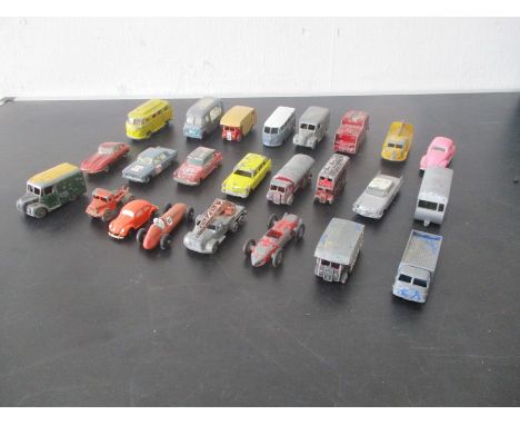 A small collection of vintage diecast cars including Matchbox, Lesney etc
