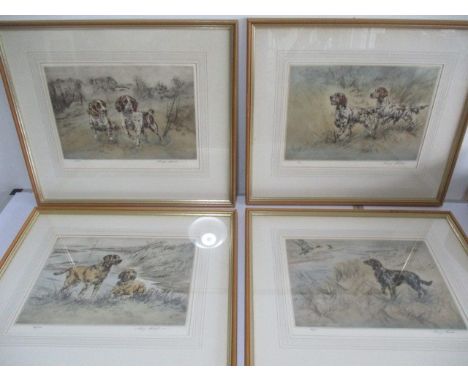 A set of four signed Ltd edition etchings of working dogs by Henry Wilkinson