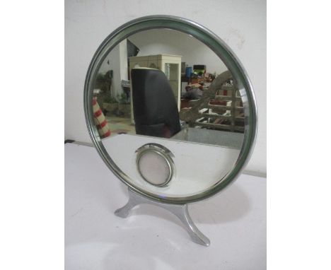 An adjustable Art Deco Harcourt chrome mirror with electric light