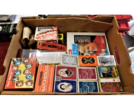 Games-A box of board games including vintage Othello-Ox Blocks-Mastermind-Word Yahtzee (No timer) squares-blockwood-travel sc